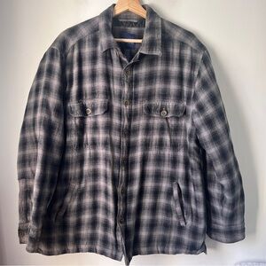 Basic Editions Men's Checkered Shirt Jacket - Black and Gray